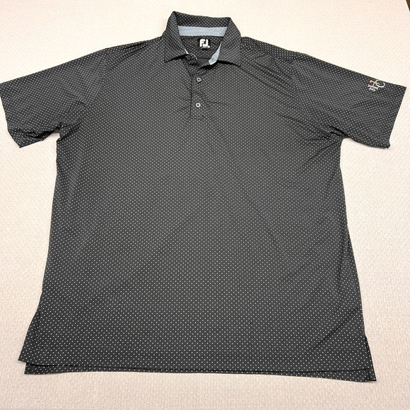 Footjoy Polo Shirt Mens 2XL Polka Dot Embroidered Performance Golf Stretch - Picture 1 of 9
